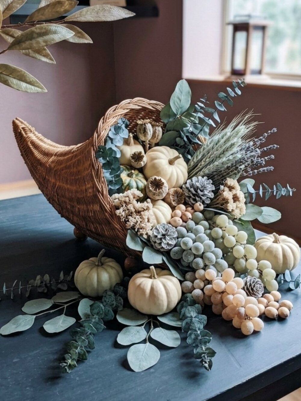 🎉Vintage Rustic Wicker Cornucopia Basket Fall Thanksgiving Decor Shabby Chic🍂 - Picture 11 of 16
